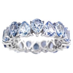 6,85 Karat Natürlicher Saphir Ewigkeitsring 14K Weißgold