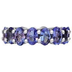 NO RESERVE! 7.22 Carat Tanzanite Eternity Band - 14 kt. White gold - Ring