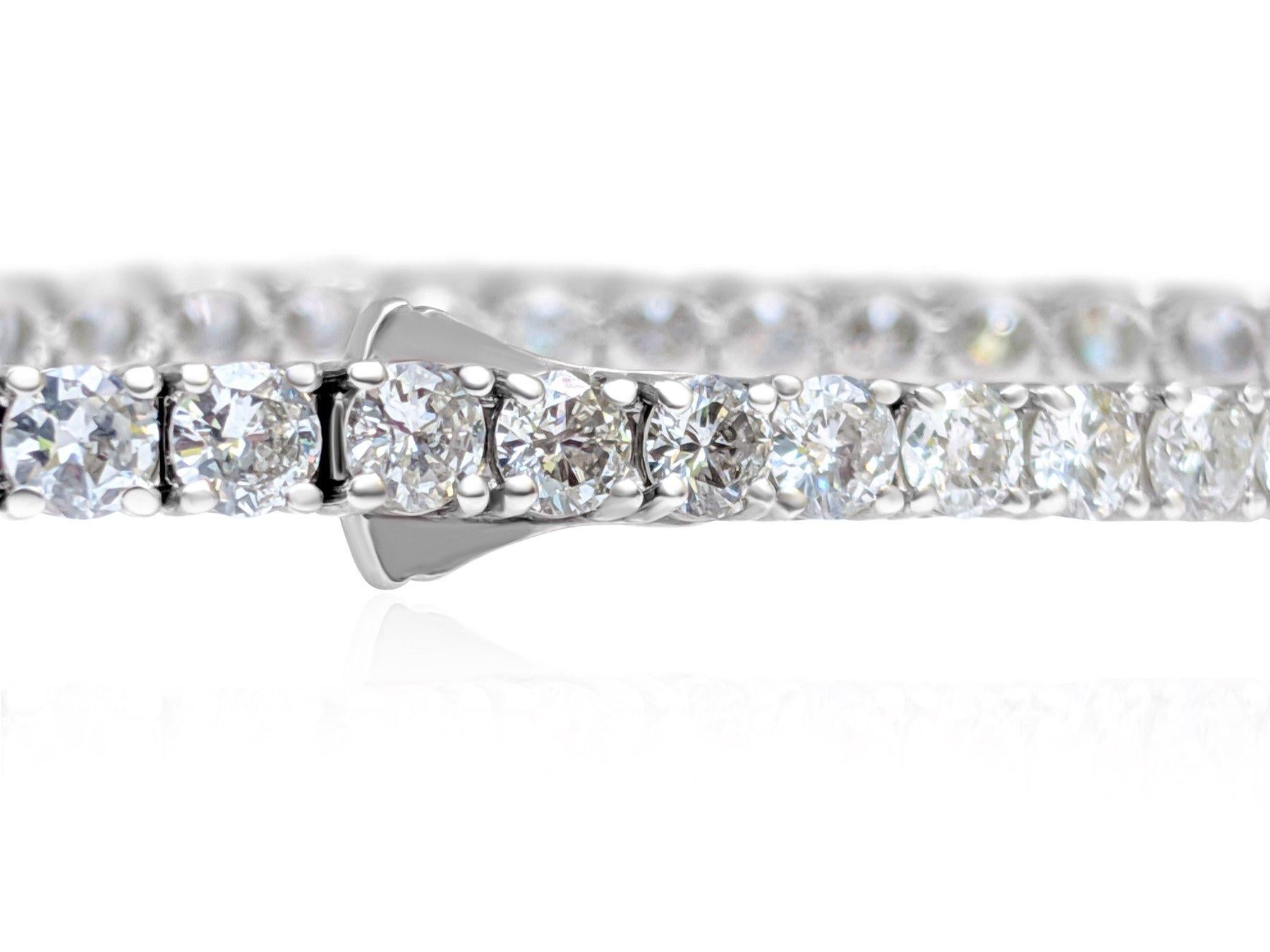NO RESERVE!  -  7.72Ct F-H Diamond Tennis 14K White Gold Bracelet In New Condition For Sale In Ramat Gan, IL