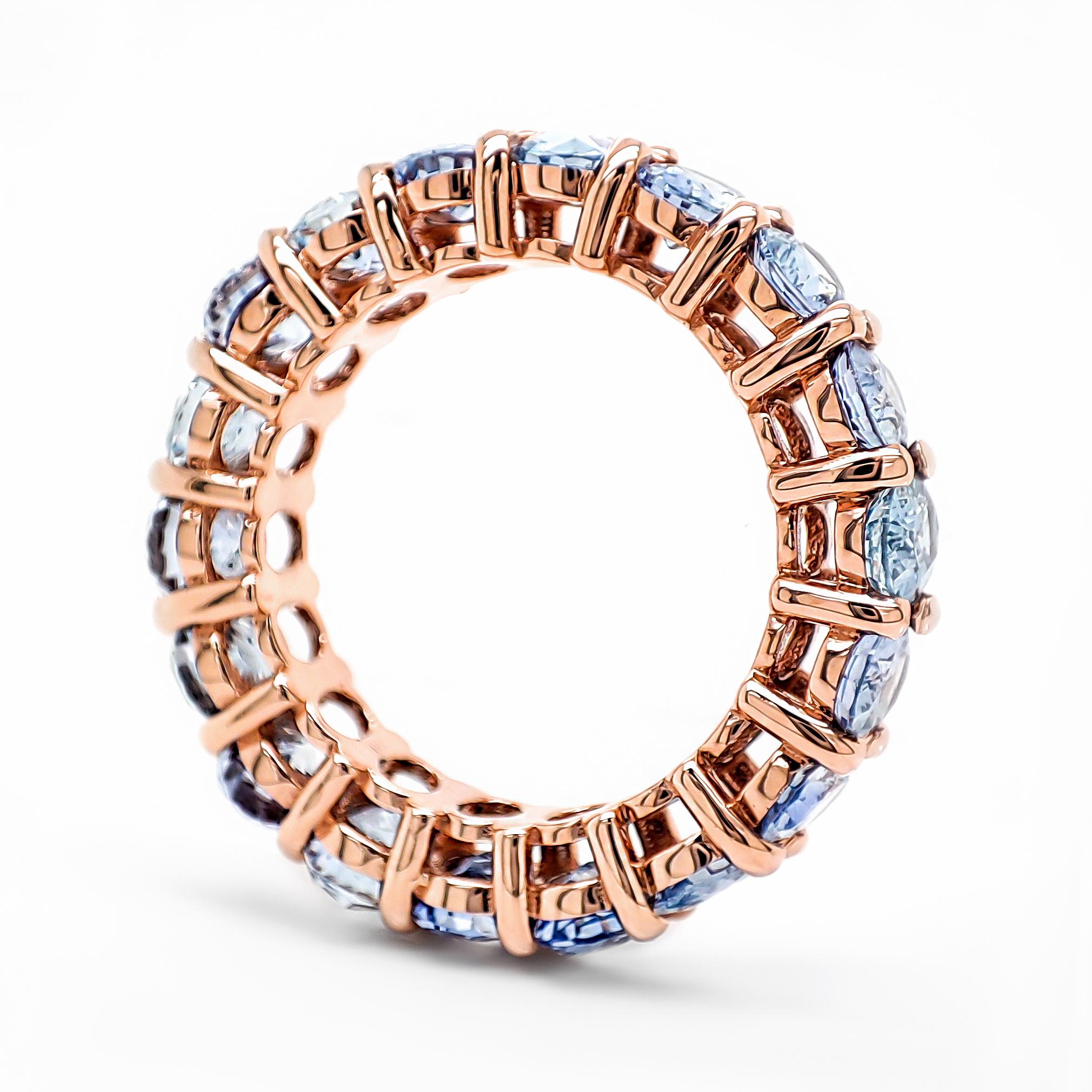Art Deco IGI Certified 8.00 Carat Natural Sapphire Eternity Ring 14K Rose Gold
