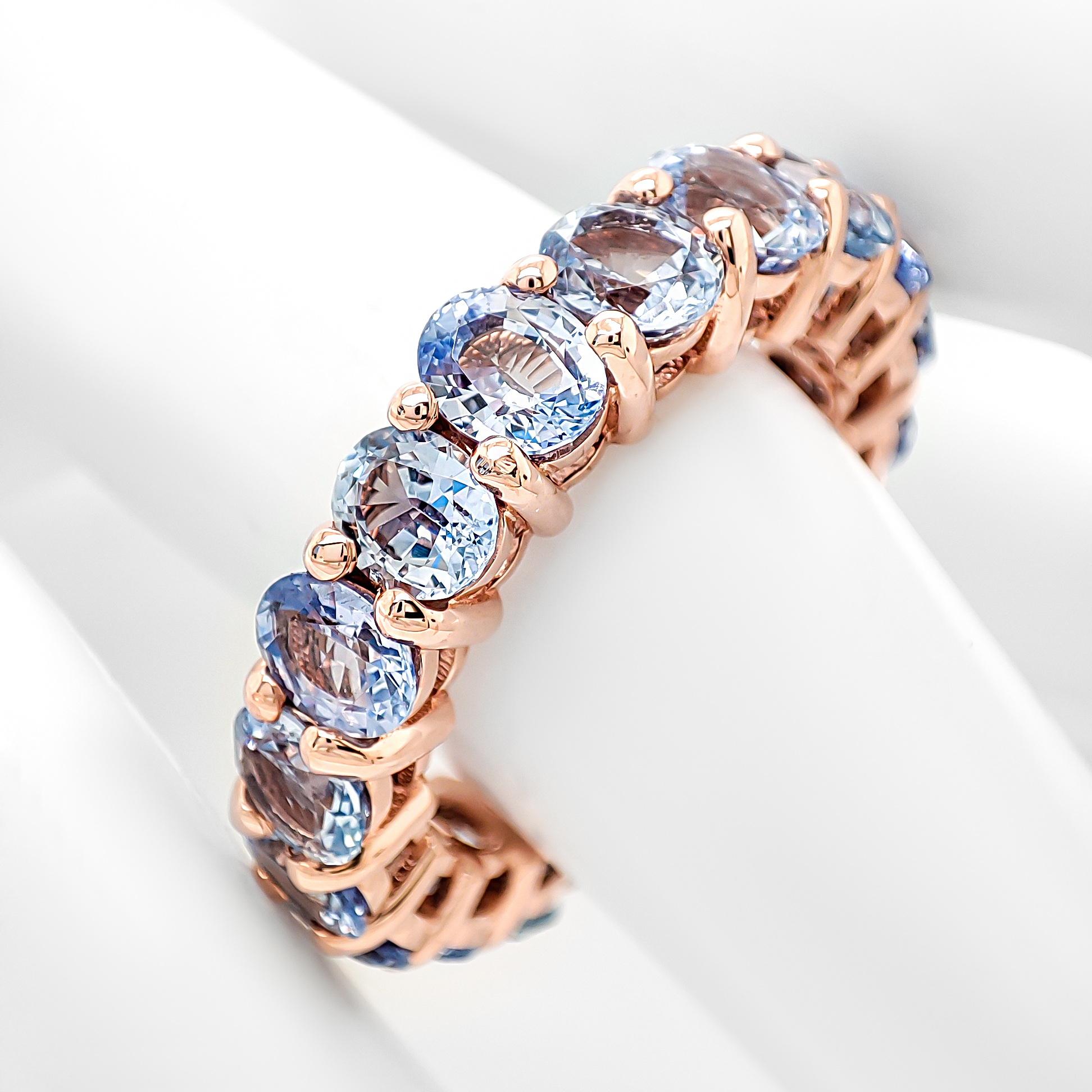 Oval Cut IGI Certified 8.00 Carat Natural Sapphire Eternity Ring 14K Rose Gold