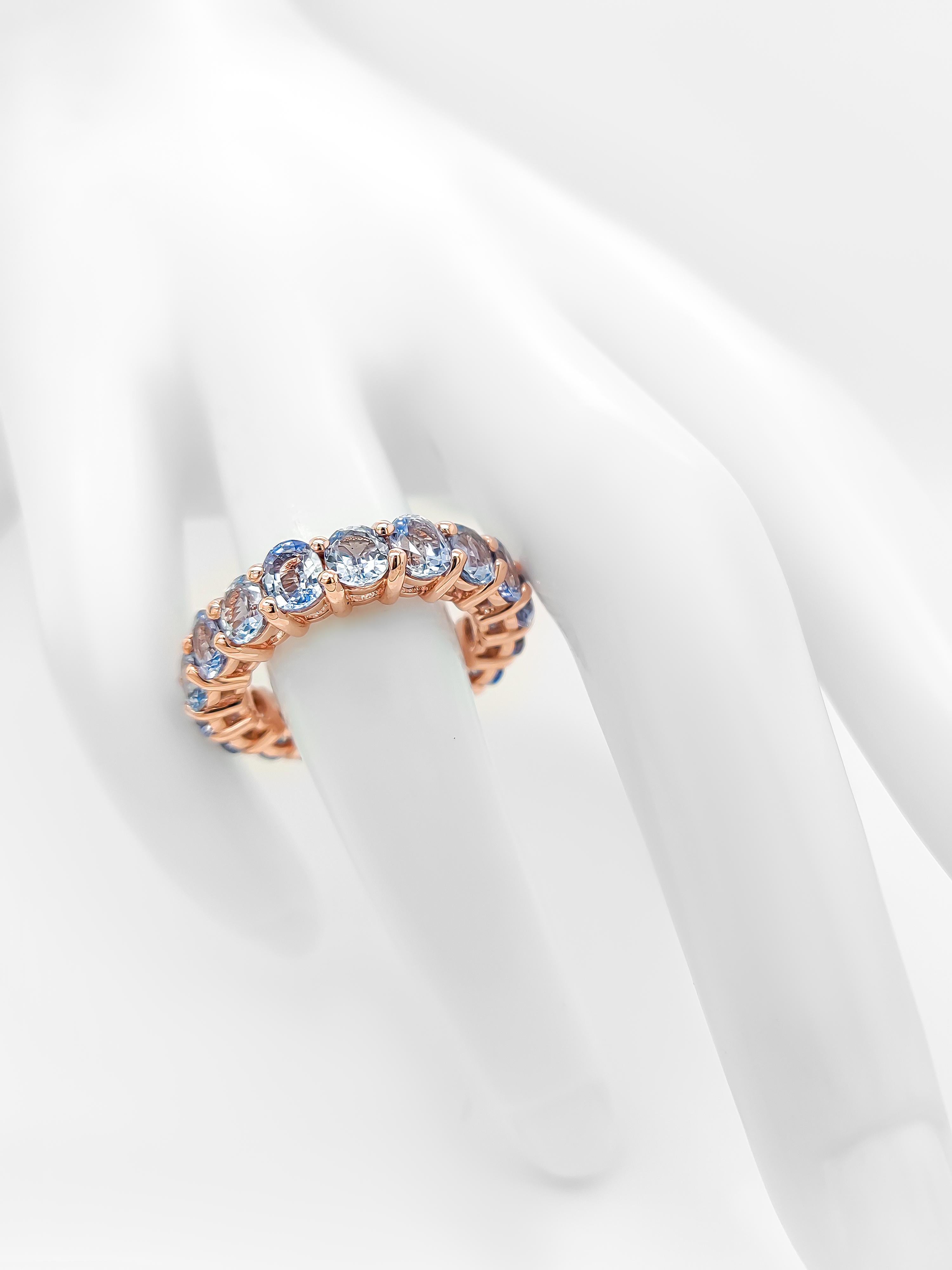 Women's IGI Certified 8.00 Carat Natural Sapphire Eternity Ring 14K Rose Gold