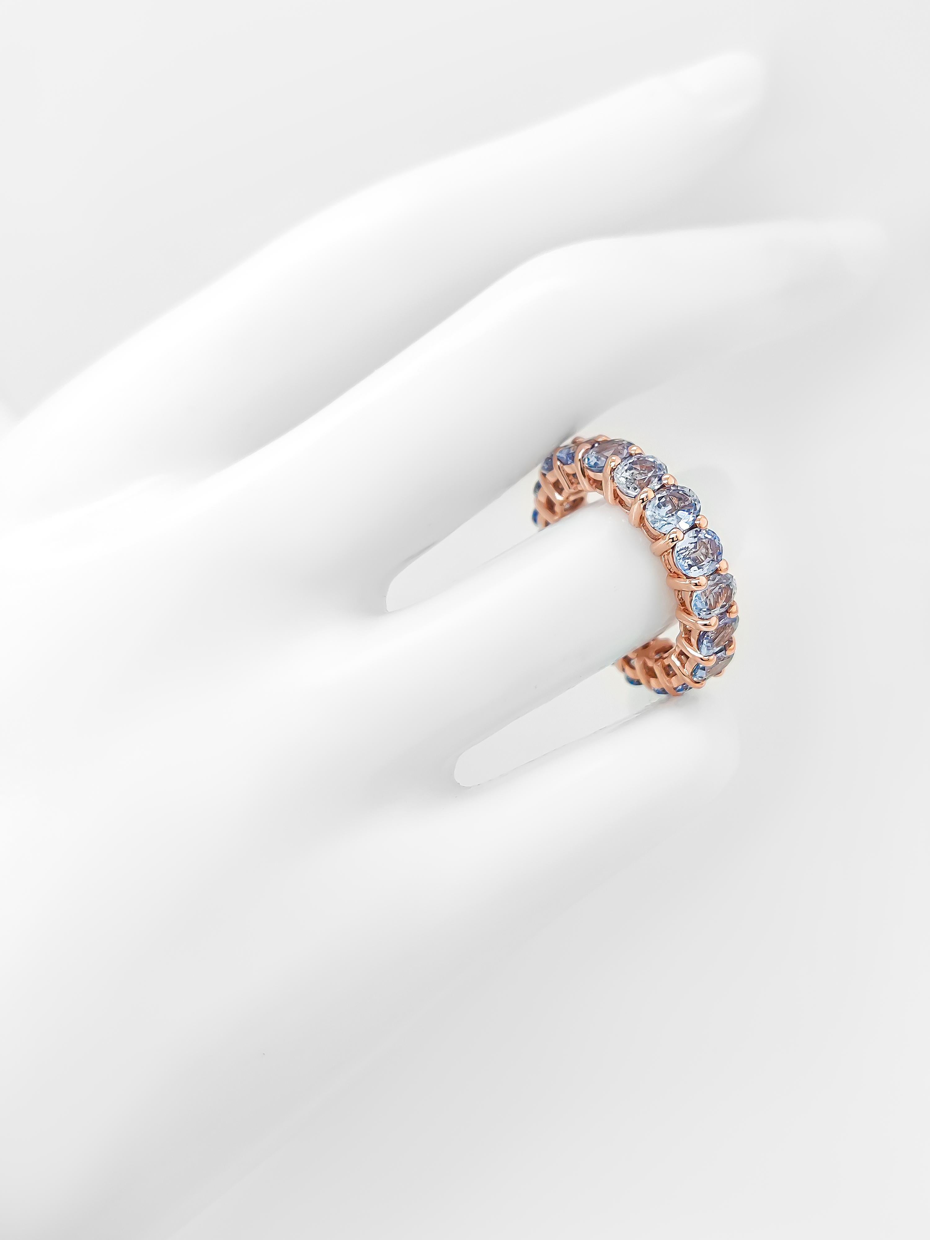 IGI Certified 8.00 Carat Natural Sapphire Eternity Ring 14K Rose Gold 1