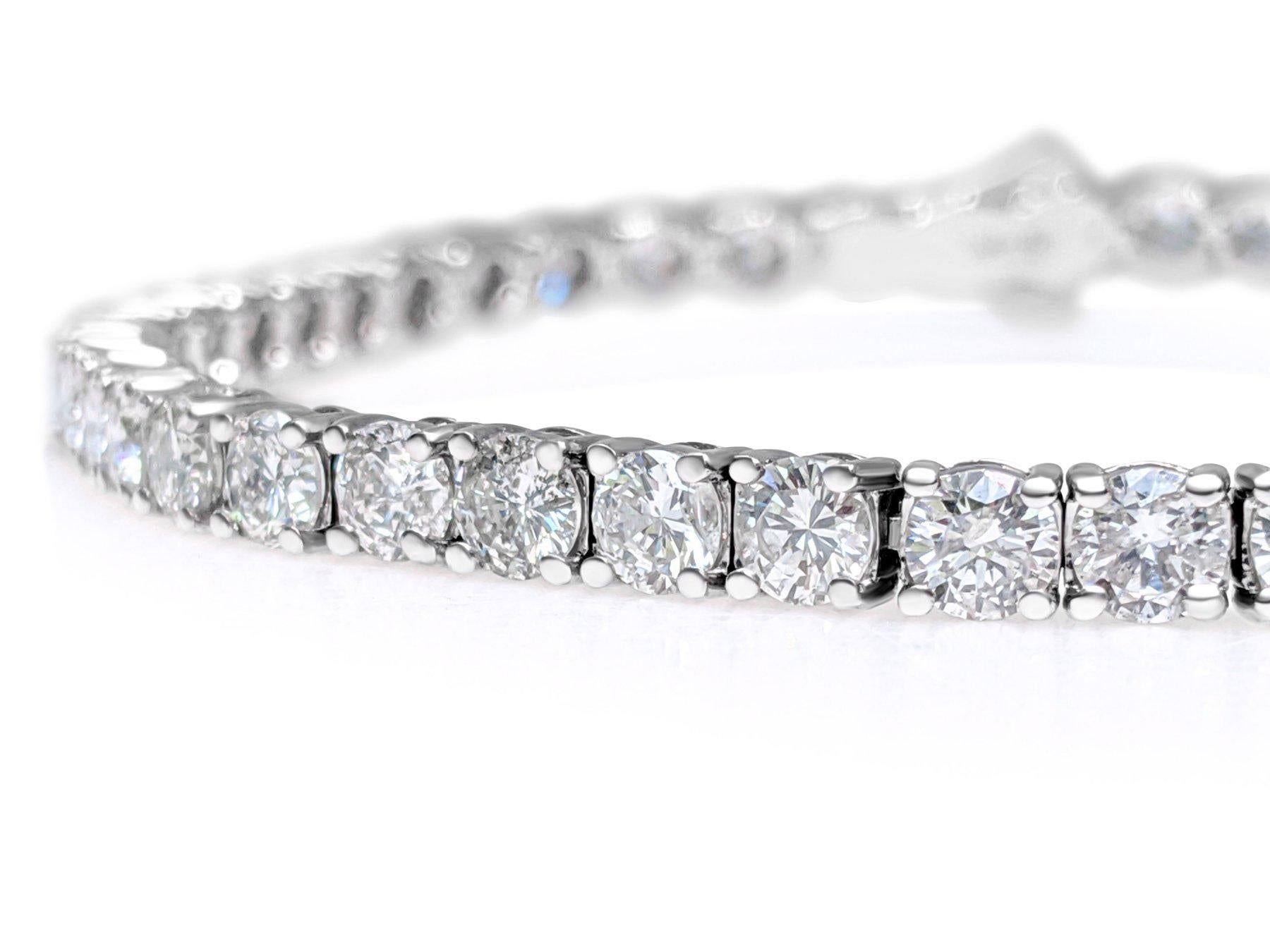 Round Cut NO RESERVE! - 8.00Ct Diamond Tennis 14K White Gold Bracelet For Sale