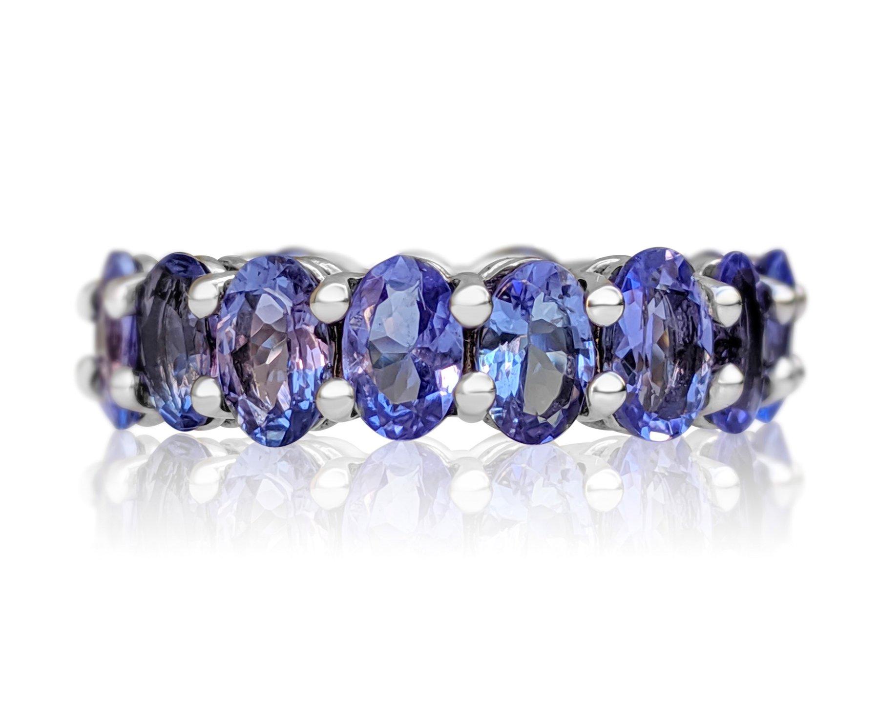 $1 NO RESERVE! 8.22 Carat Tanzanite Eternity Band - 14 kt. White Gold - Ring In New Condition In Ramat Gan, IL