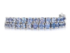 NO RESERVE - 8.57 Carat Blue Sapphire Tennis Riviera, 14kt White Gold Bracelet