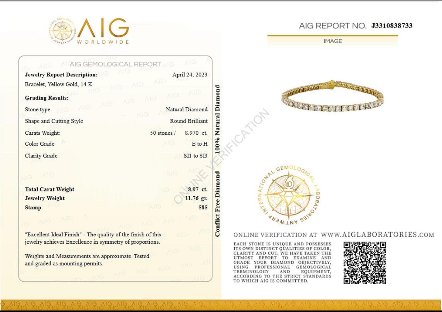 ** In Hong Kong and the USA the VAT is 0%.
___________
Natural Diamonds
Cut: Round Brilliant
Carat: 8.97 cttw / 50 stones
Color: E to H
Clarity: SI1 to SI3

Item ships from Israeli Diamonds Exchange, customers are responsible for any local customs