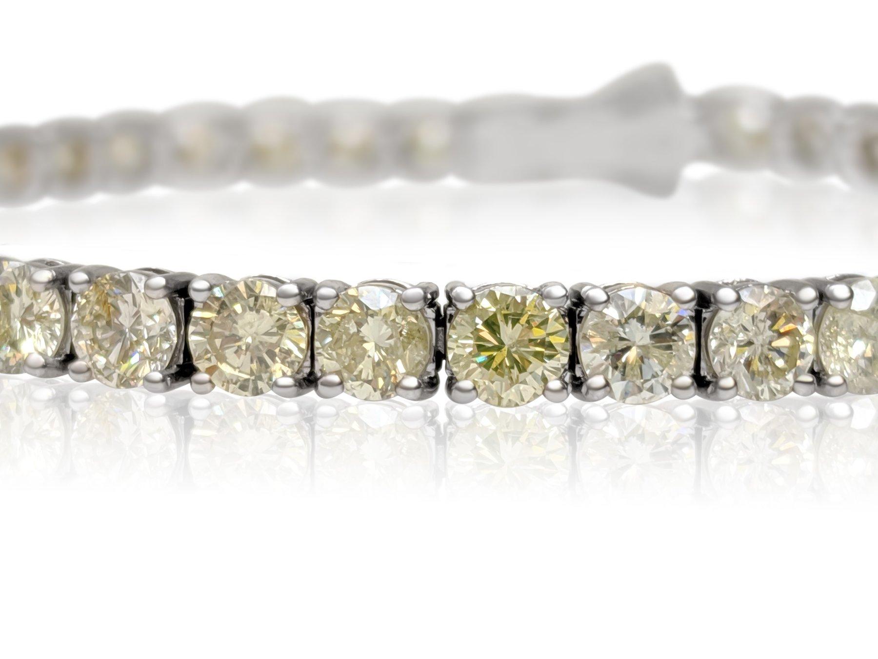 Art Déco NESSUNA RISERVA! - Bracciale Tennis con diamanti fantasia in oro bianco 14K da 9,41 carati in vendita