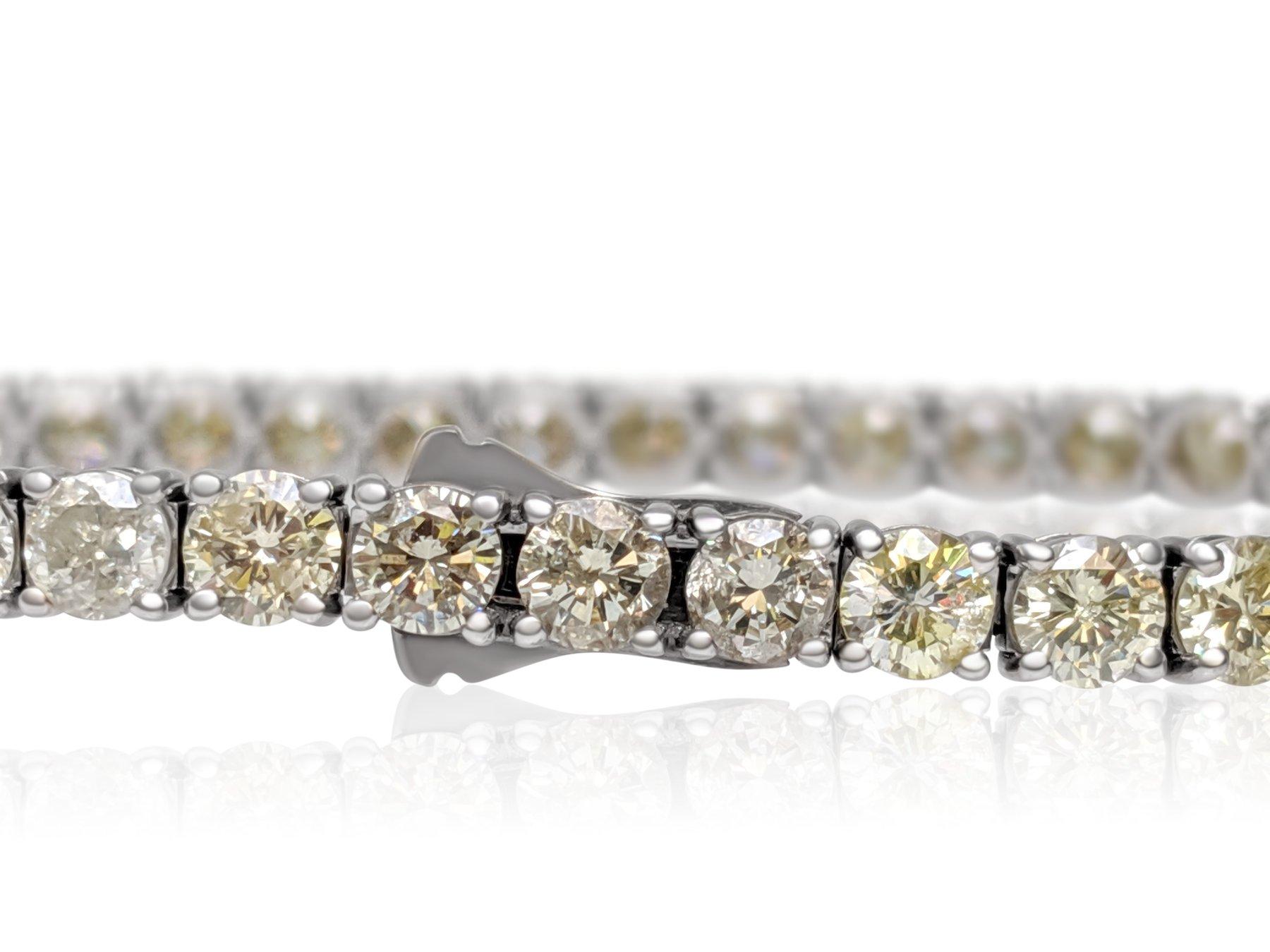 Donna NESSUNA RISERVA! - Bracciale Tennis con diamanti fantasia in oro bianco 14K da 9,41 carati in vendita