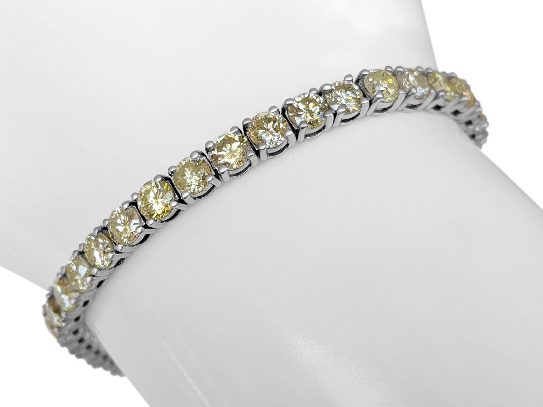 NESSUNA RISERVA! - Bracciale Tennis con diamanti fantasia in oro bianco 14K da 9,41 carati in vendita 1