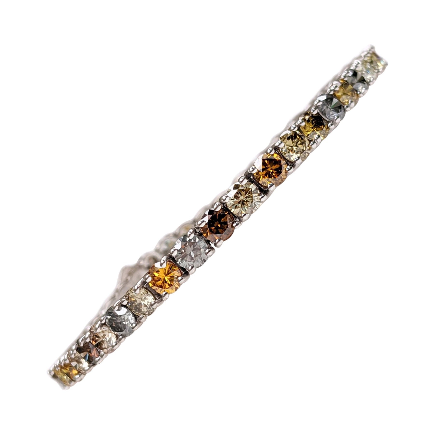 NO RESERVE! 9,73Ct Ausgefallenes Diamant-Tennis Riviera - 14K Weißgold-Armband