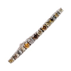 NO RESERVE! 9,73Ct Ausgefallenes Diamant-Tennis Riviera - 14K Weißgold-Armband