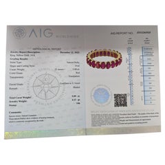 NO RESERVE! AAA NO HEAT 5.09 Carat Ruby Eternity Band - 14K Yellow Gold