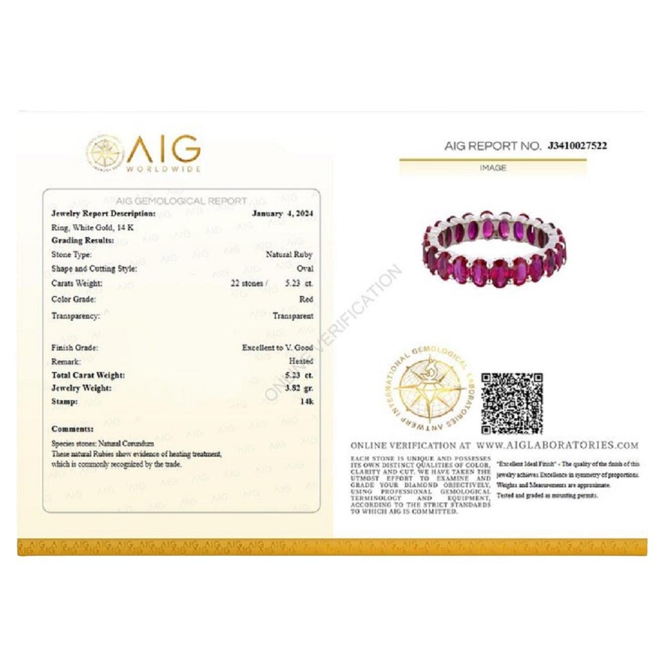 Ring Size: 58 EU

Center Stone:
___________
Natural Ruby
Cut: Oval
Carat: 5.23ct / 22 pieces
Color: Red
Heated

VAT and TAXES:

Please be aware that your country of residence may impose customs and import duties.

Duties and Taxes are not included