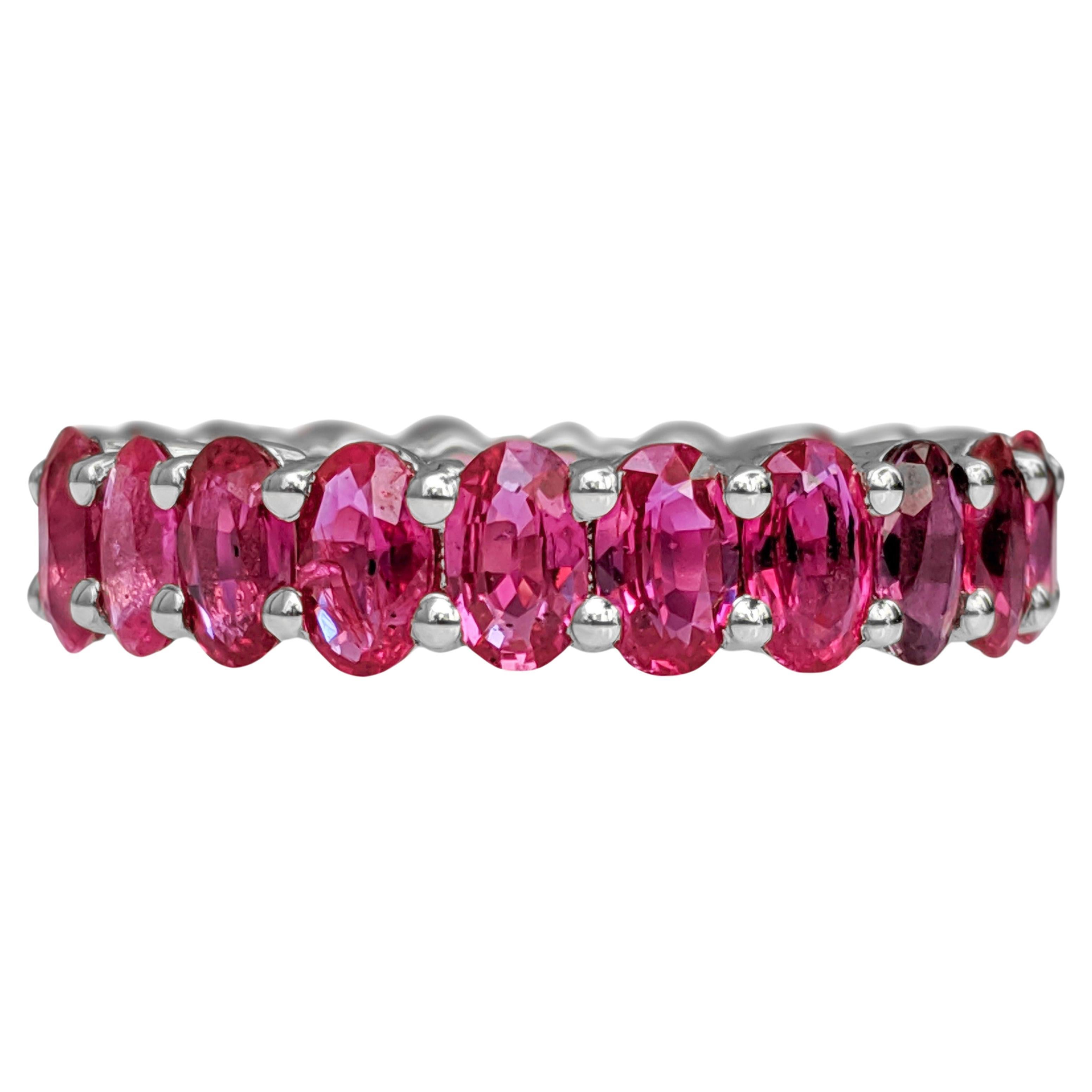 NO RESERVE! AAA NO HEAT 5.23 Carat Ruby Eternity Band - 14K White Gold 
