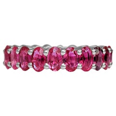 NO RESERVE! AAA NO HEAT 5.23 Carat Ruby Eternity Band - 14K White Gold 