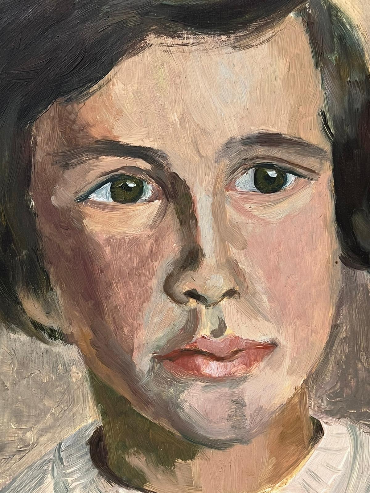 Peinture à l'huile English Impressionist Portrait d'un jeune enfant signée 20e siècle en vente 1