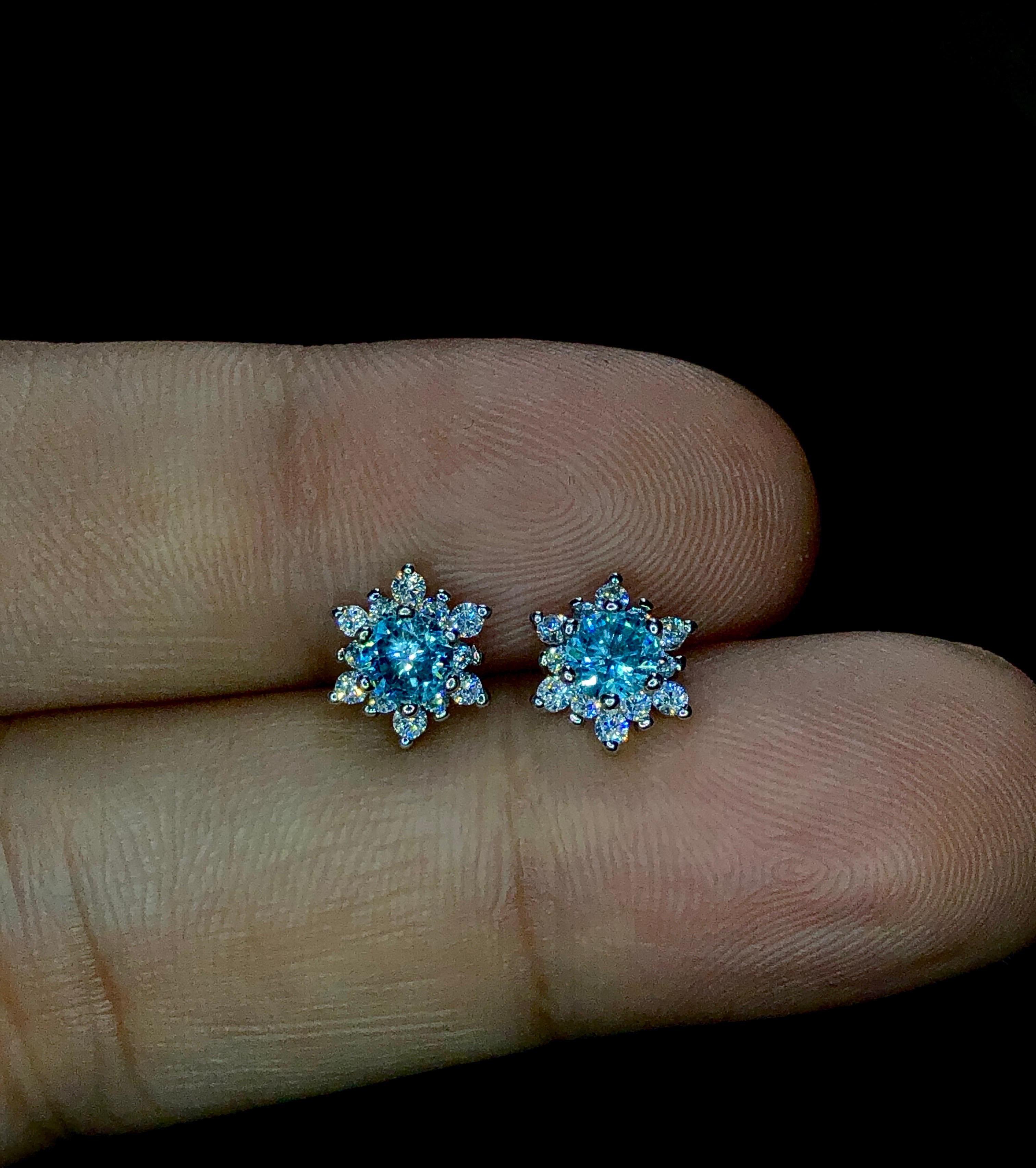 Introducing our stunning Cambodian blue zircon snowflake design earrings, crafted with 925 silver! Elevate your look with elegance and charm. Limited availability, so grab yours now
