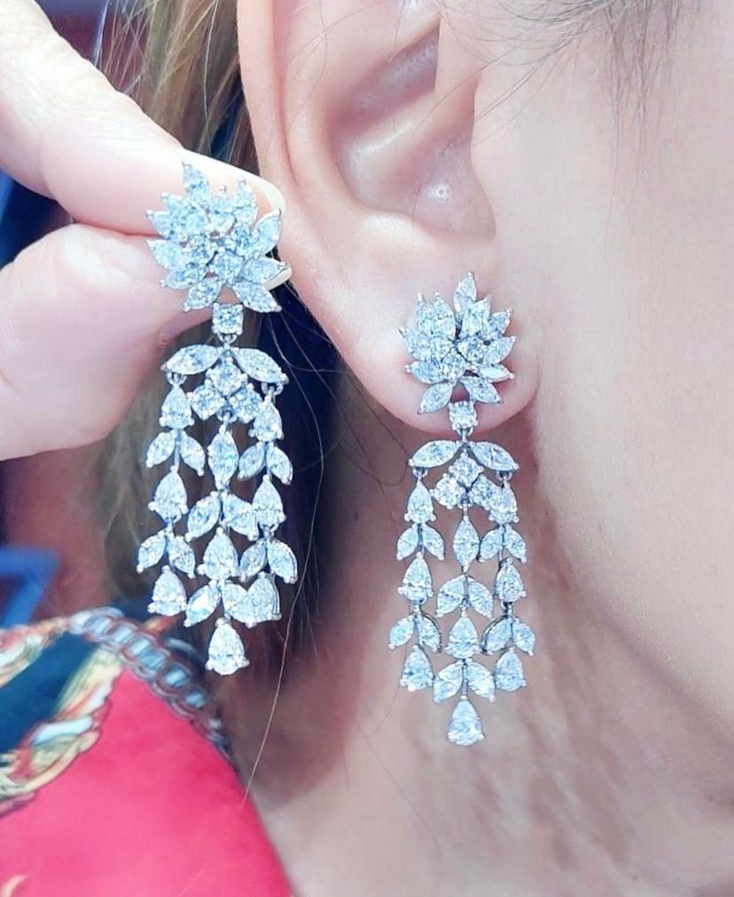 Boucles d'oreilles en diamants naturels de 9,50 carats Neuf - En vente à Massafra, IT