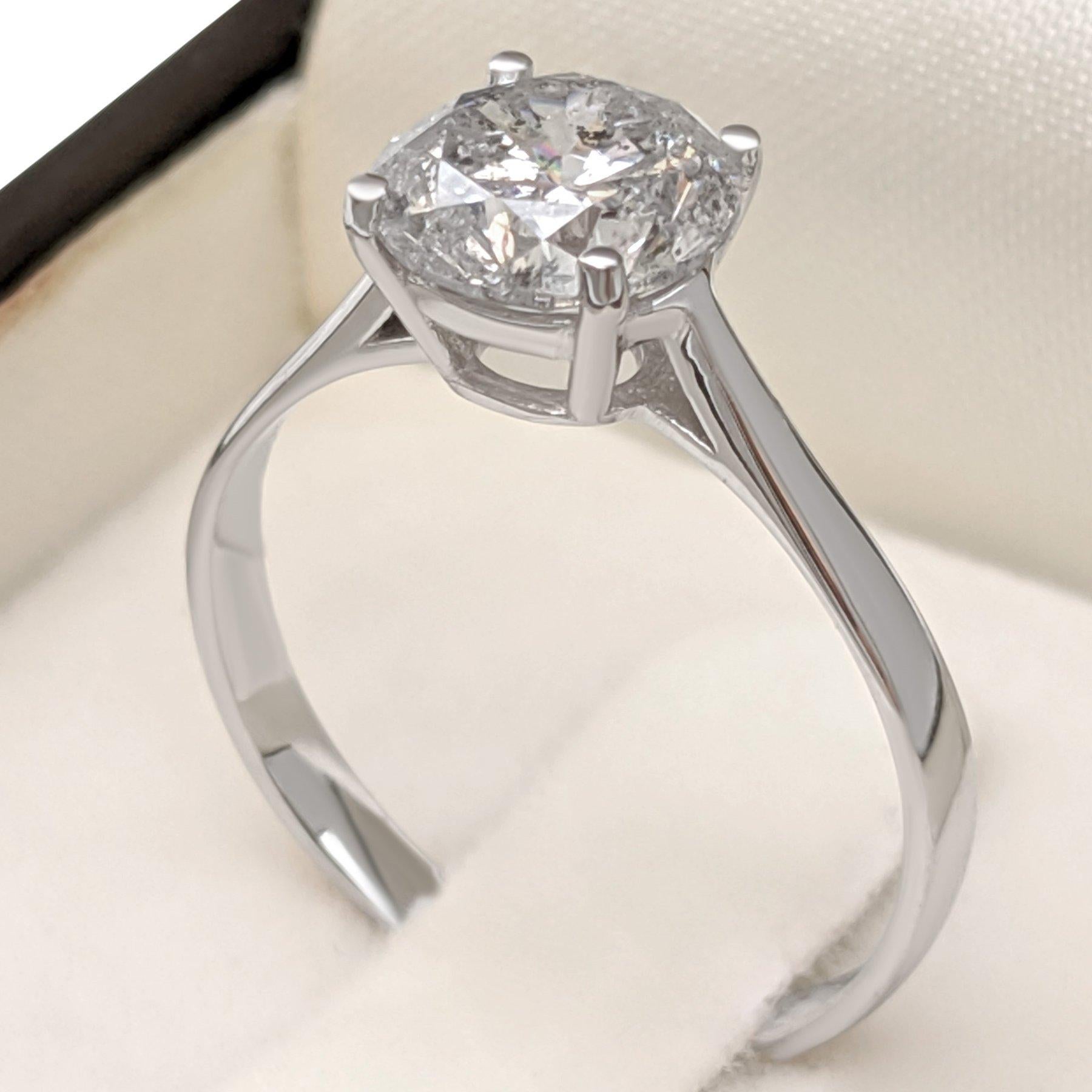 NO RESERVE!  -  D color 1.61 Carat Diamond - 14K White Gold - Ring For Sale 1