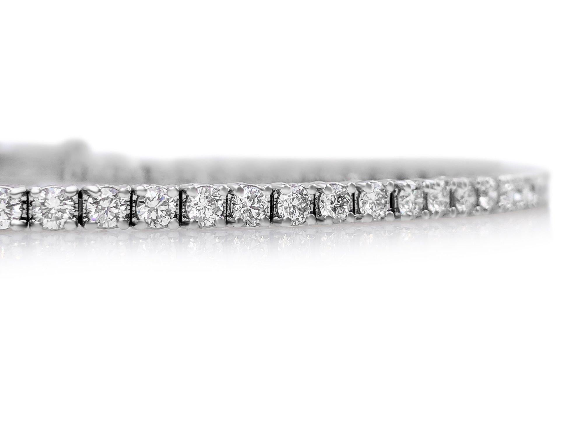Art Deco NO RESERVE!  E-G 2.42 Carat Diamond Tennis Riviera - 14K White Gold Bracelet