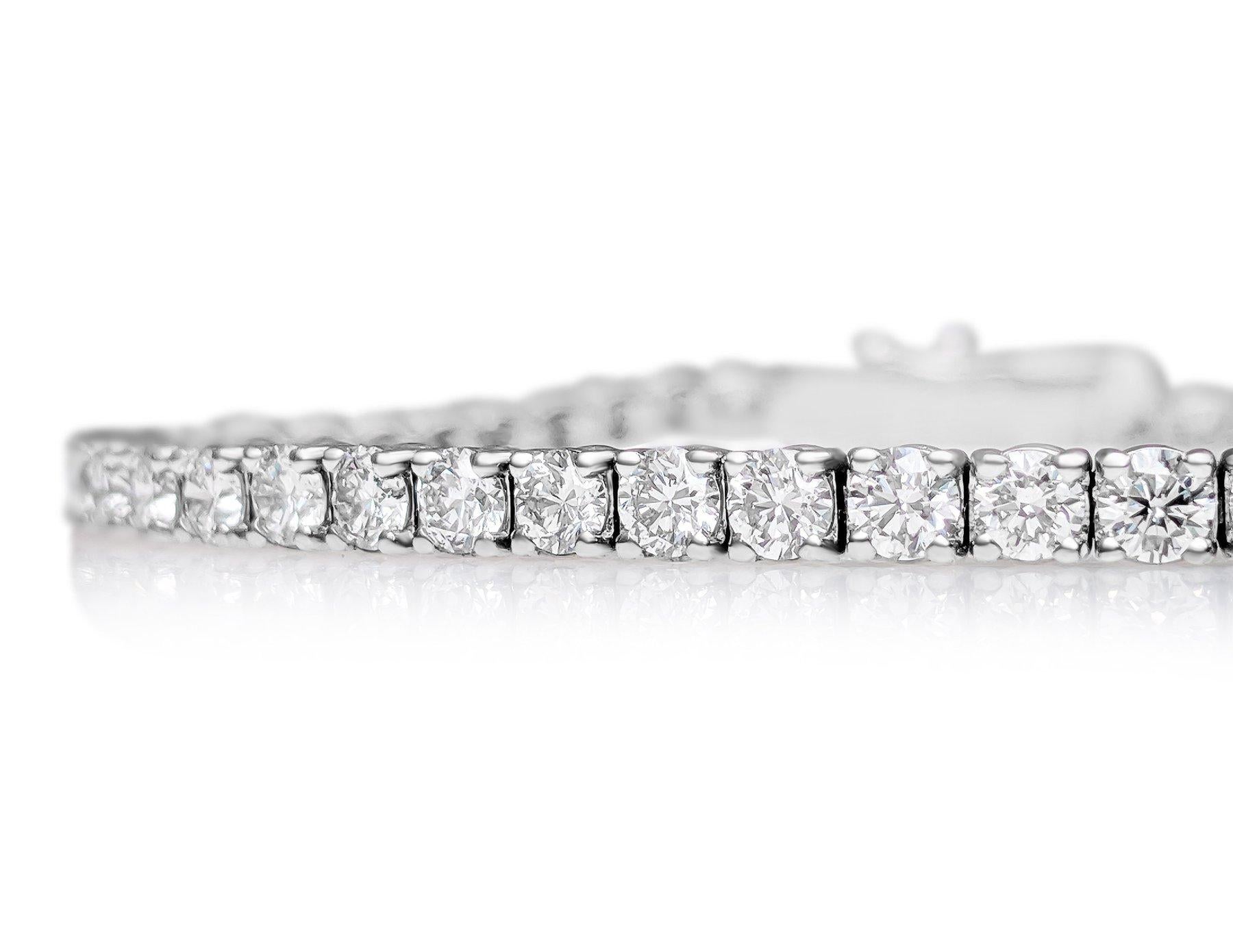 NO RESERVE! E-G VVS 3.87Ct Diamond Tennis Riviera 14 kt. White gold Bracelet For Sale 1