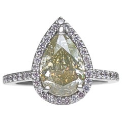 NESSUNA RISERVA! Diamanti gialli verdastri IGI 3,10 cttw - Anello bianco 18 carati