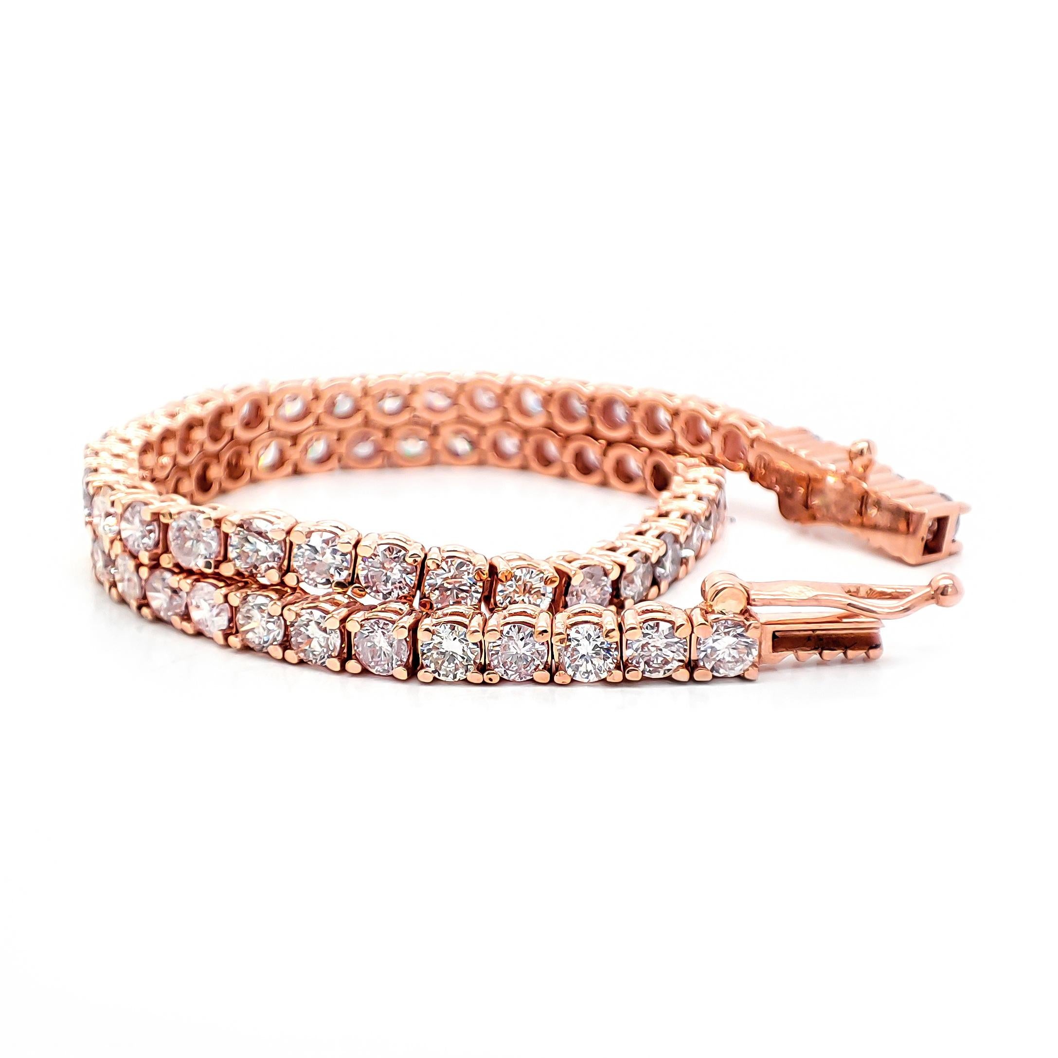 Taglio rotondo Bracciale in oro 14K con diamanti tondi naturali Pink Diamond certificati IGI da 4,40 carati