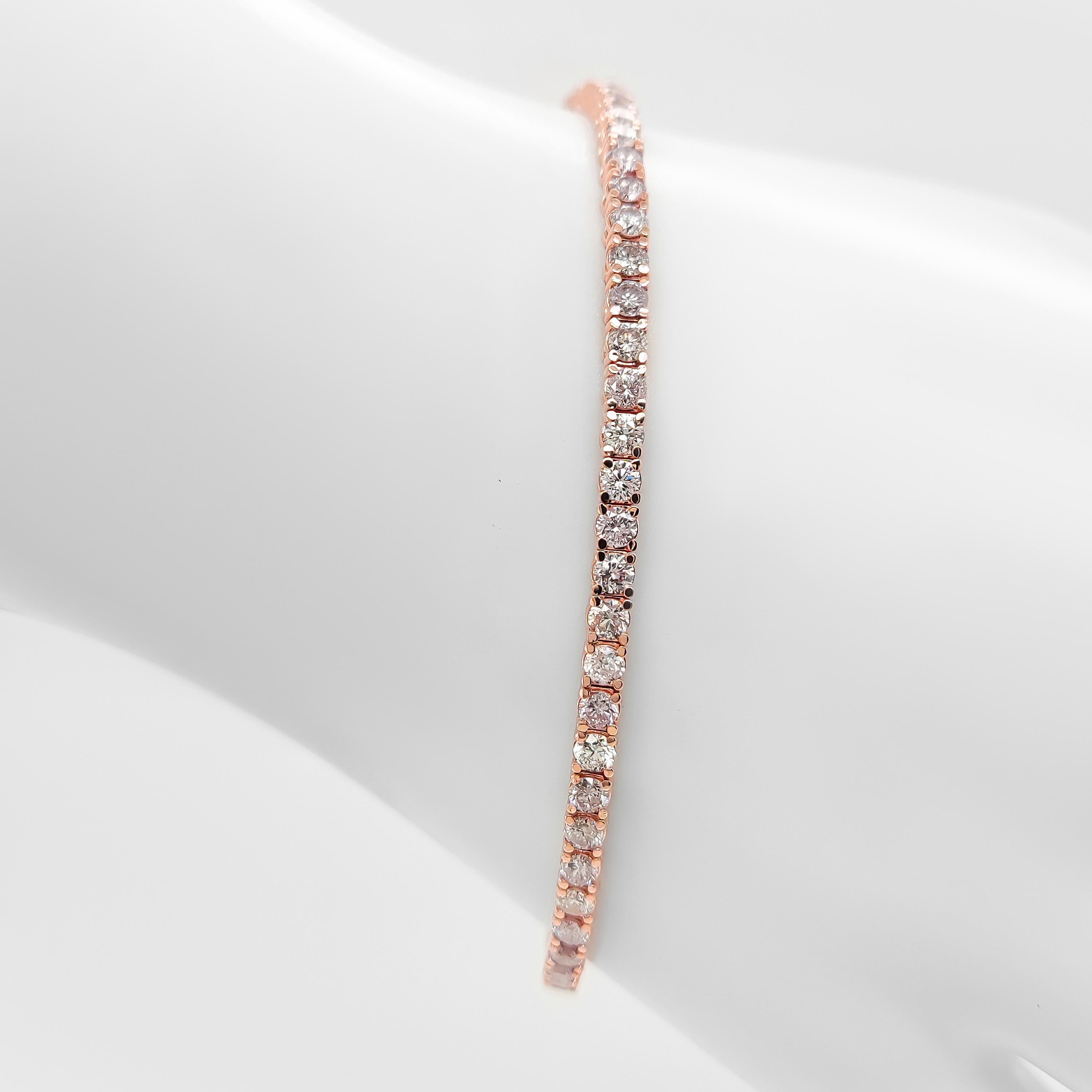 Donna Bracciale in oro 14K con diamanti tondi naturali Pink Diamond certificati IGI da 4,40 carati