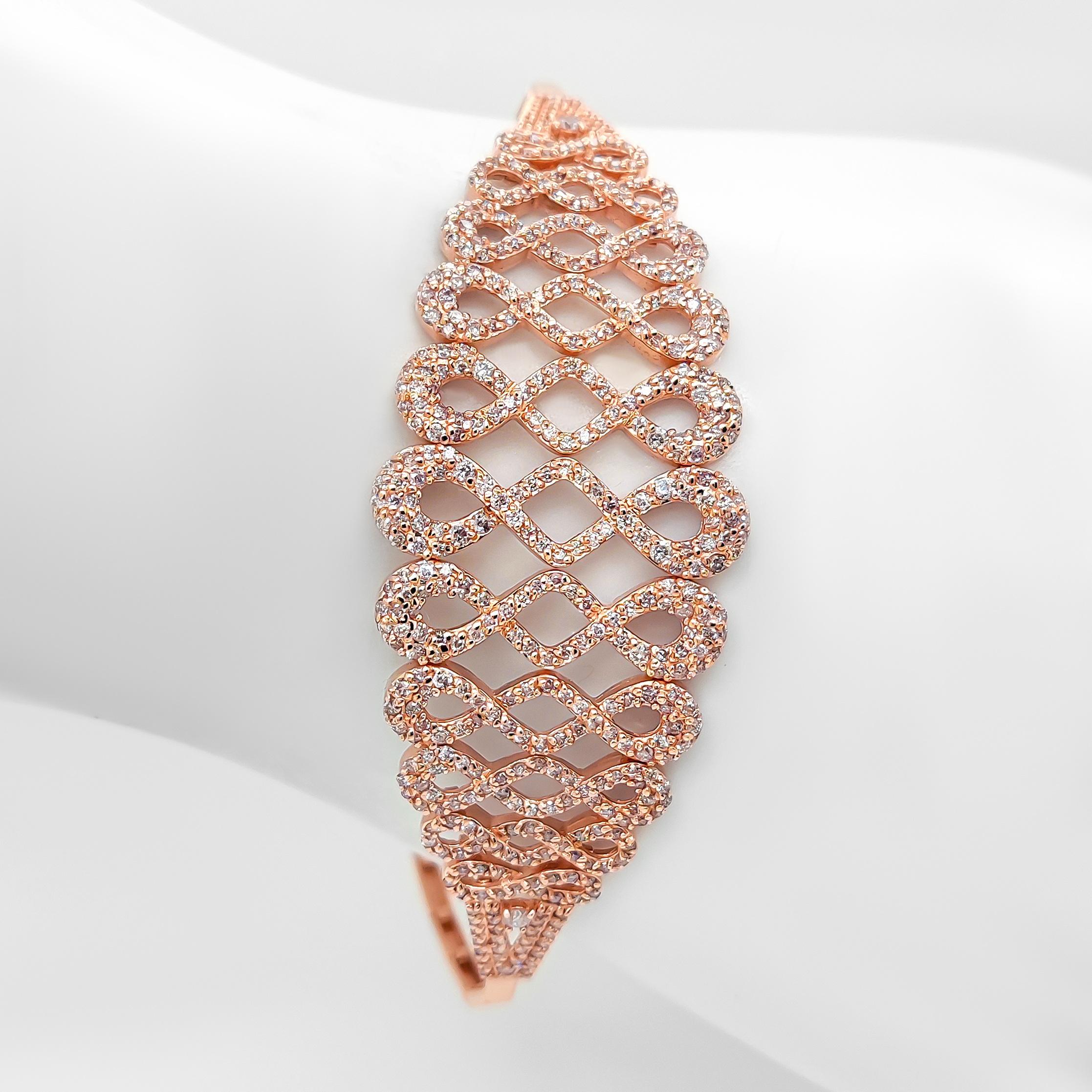 IGI Certificado 2,45 Quilates Fancy Pink Diamond Pulsera 14k Oro Rosa Art Decó en venta