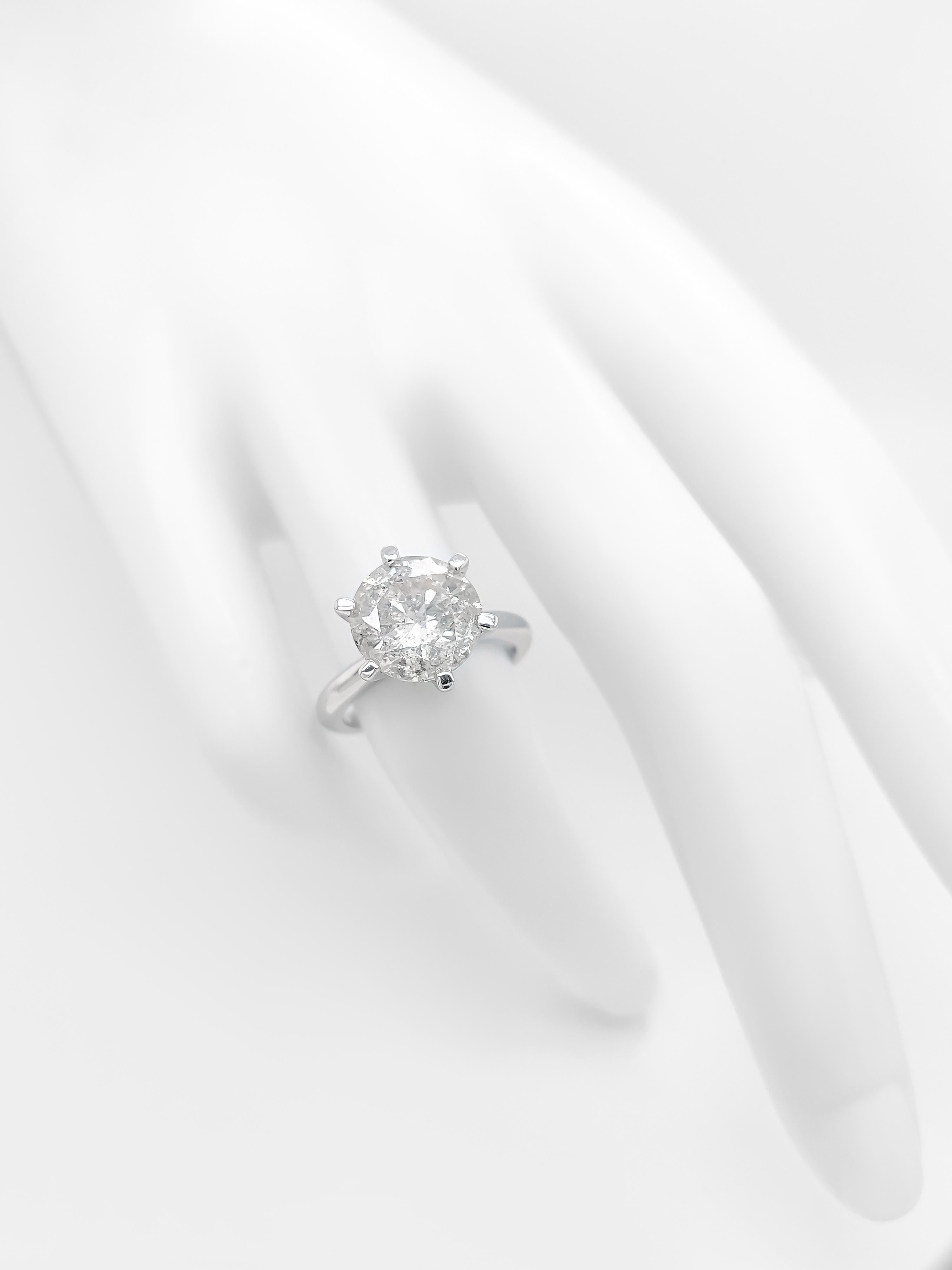 Art Deco IGI Certified - 3.62ct Round Diamond Solitaire Ring 14k White Gold