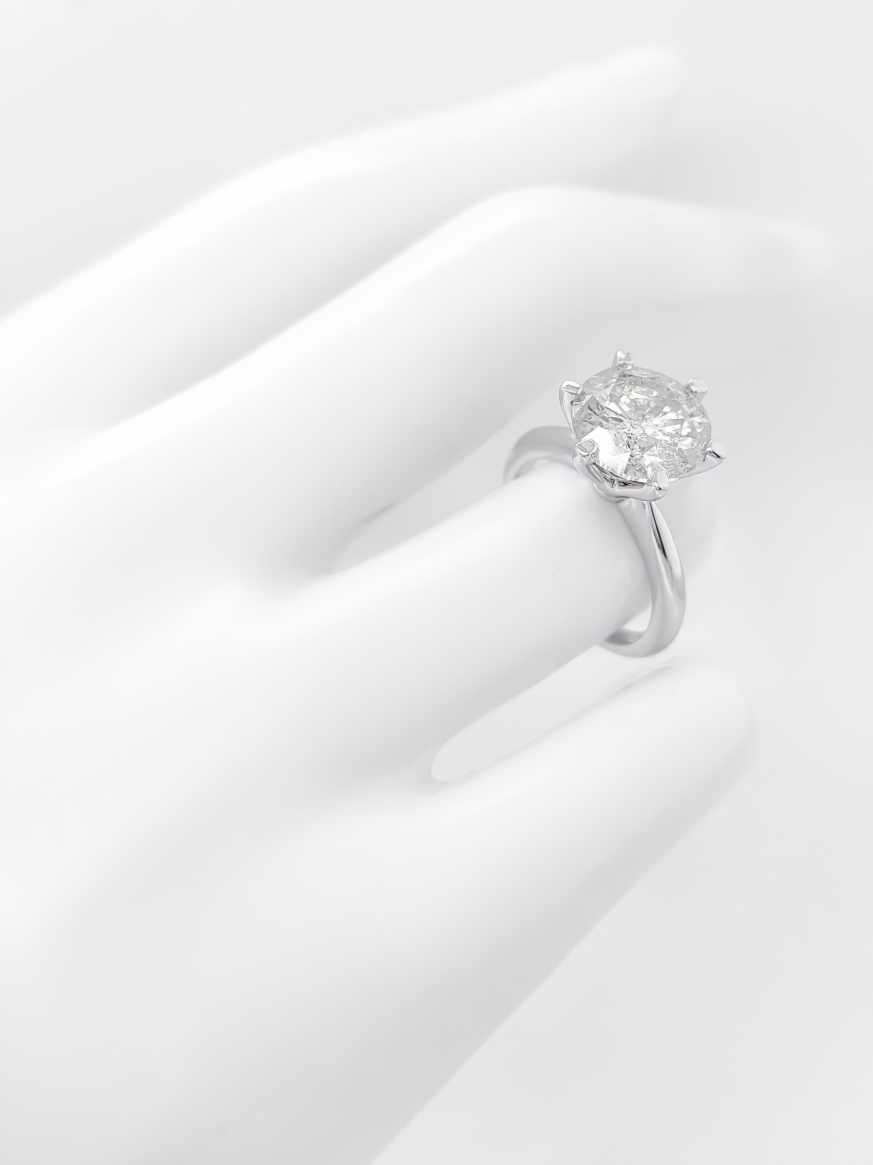 Round Cut IGI Certified - 3.62ct Round Diamond Solitaire Ring 14k White Gold