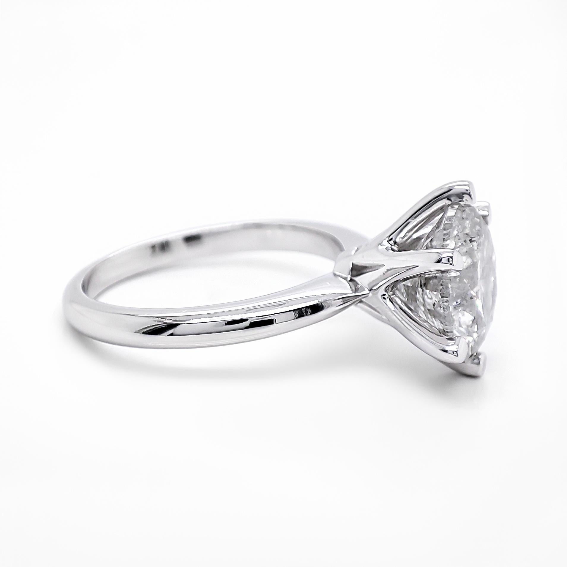 IGI Certified - 3.62ct Round Diamond Solitaire Ring 14k White Gold In New Condition In Ramat Gan, IL