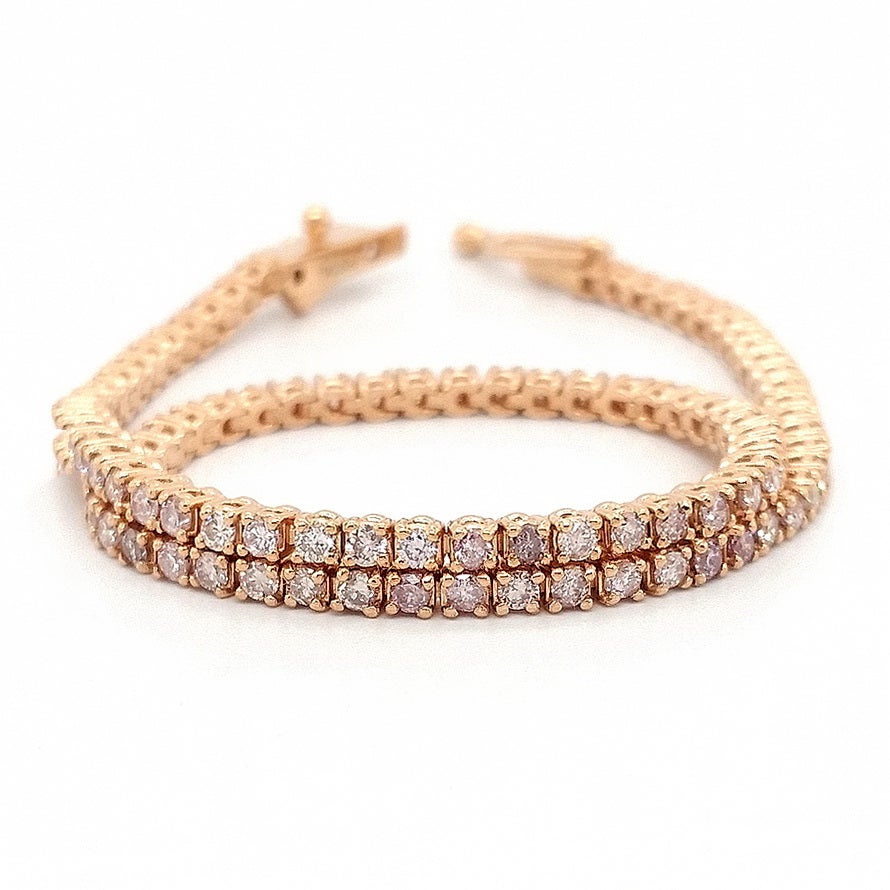 NO RESERVE IGI zertifiziert 1,53ct Runde Pink Diamond 14k Rose Gold Tennis-Armband