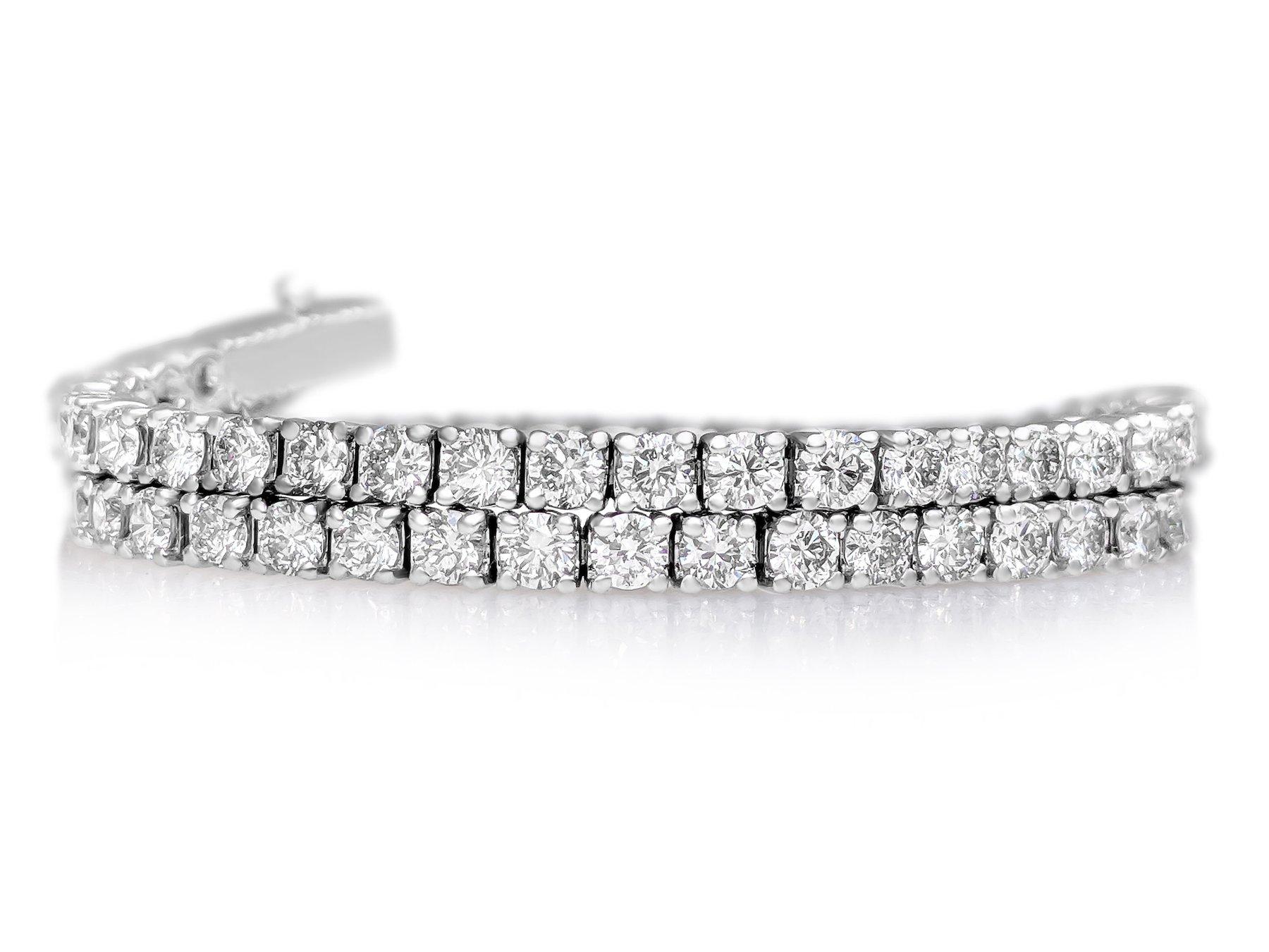 Art Deco NO RESERVE!  IGI F - G VS 4.02 Carat Diamond Tennis - 14K White Gold Bracelet For Sale