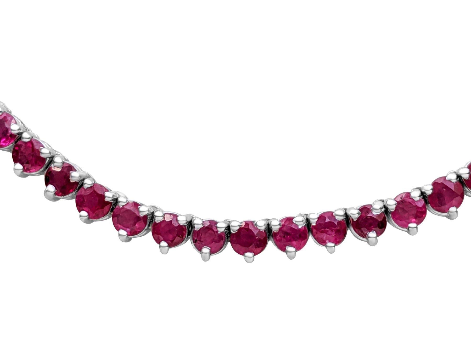 NO RESERVE! Necklace - 14 kt. White gold -  13.92 tw. Ruby  In New Condition For Sale In Ramat Gan, IL