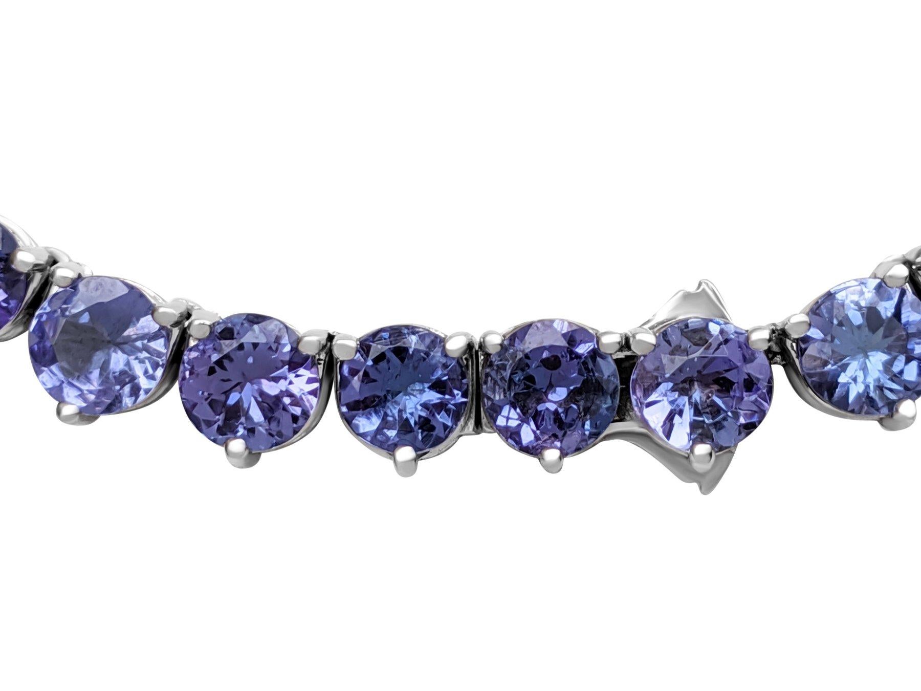 Art Deco NO RESERVE! Necklace - 14 kt. White gold -  13.92 tw. Tanzanite For Sale