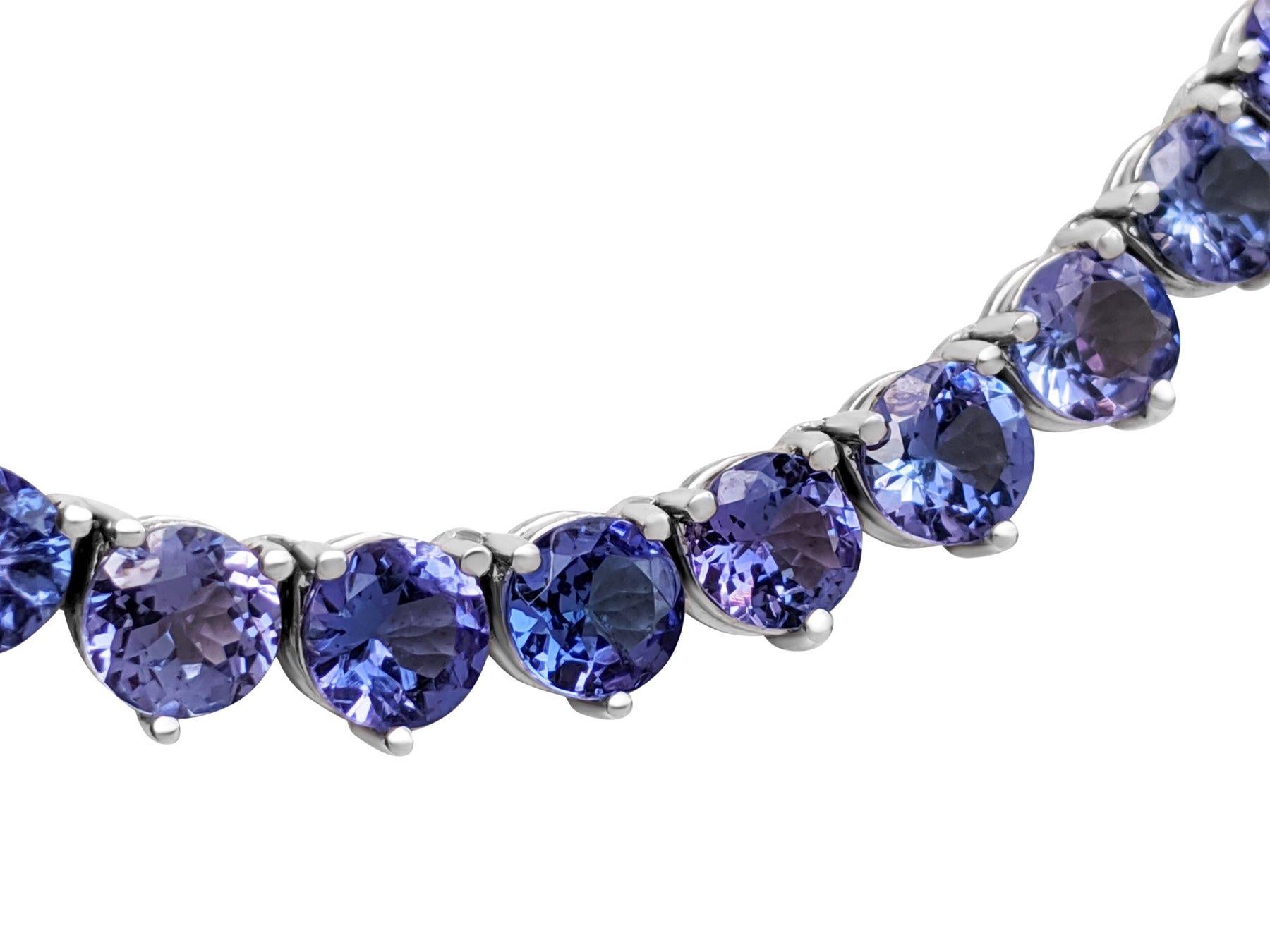 NO RESERVE! Necklace - 14 kt. White gold -  13.92 tw. Tanzanite In New Condition For Sale In Ramat Gan, IL