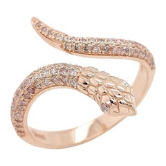 *No Reserve Price* 0.40ct Natural Pink Diamond Snake Ring