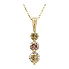*No Reserve Price* 1.10ct Three Stones Fancy Mixed Color Diamond Pendant