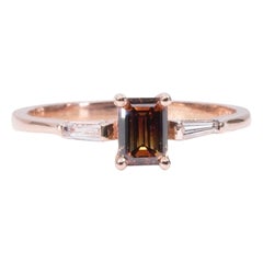 No Reserve Price, 18k Rose Gold Ring 0.63 Carat Diamonds AIG Certificate