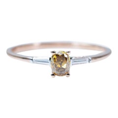 -No Reserve Price- 3 Stone 18k Rose Gold Ring 0.44 Carat Diamonds AIG