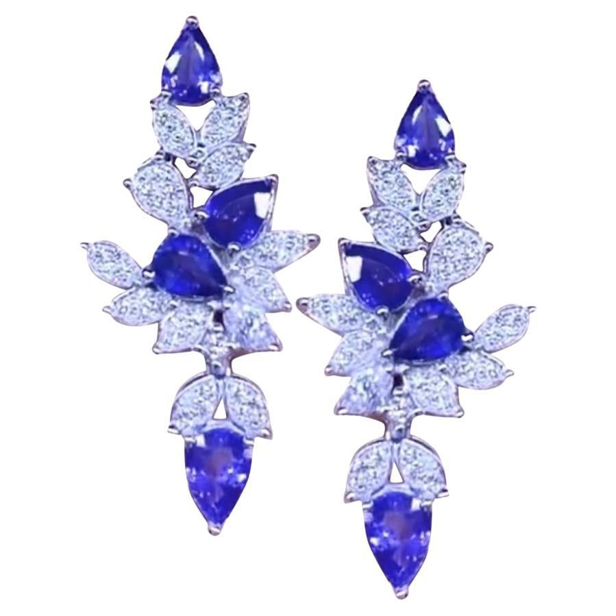 Precio sin reserva.Ct 9, 10 de Ceilán Azul Zafiros y Diamantes