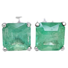 NO RESERVE PRIVE - 3.00 Carat Emerald Solitaire Earrings 14kt White Gold