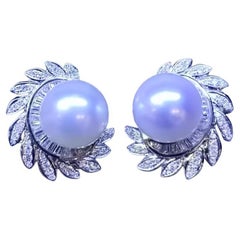 Certified South Sea Pearls  Diamonds 18K Gold  Earrings