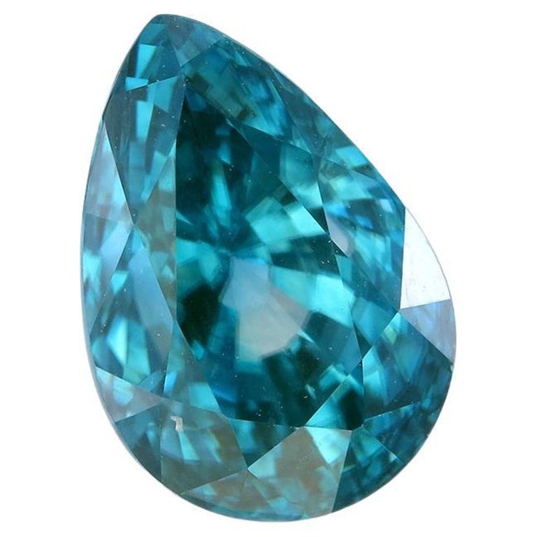 No Reserve Sparkling Natural Ocean Blue 5.54 Carat Zircon from Cambodia
