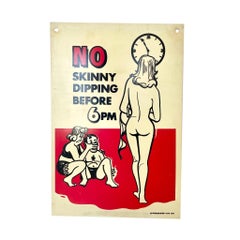 'No Skinny Dipping' Vintage Sign