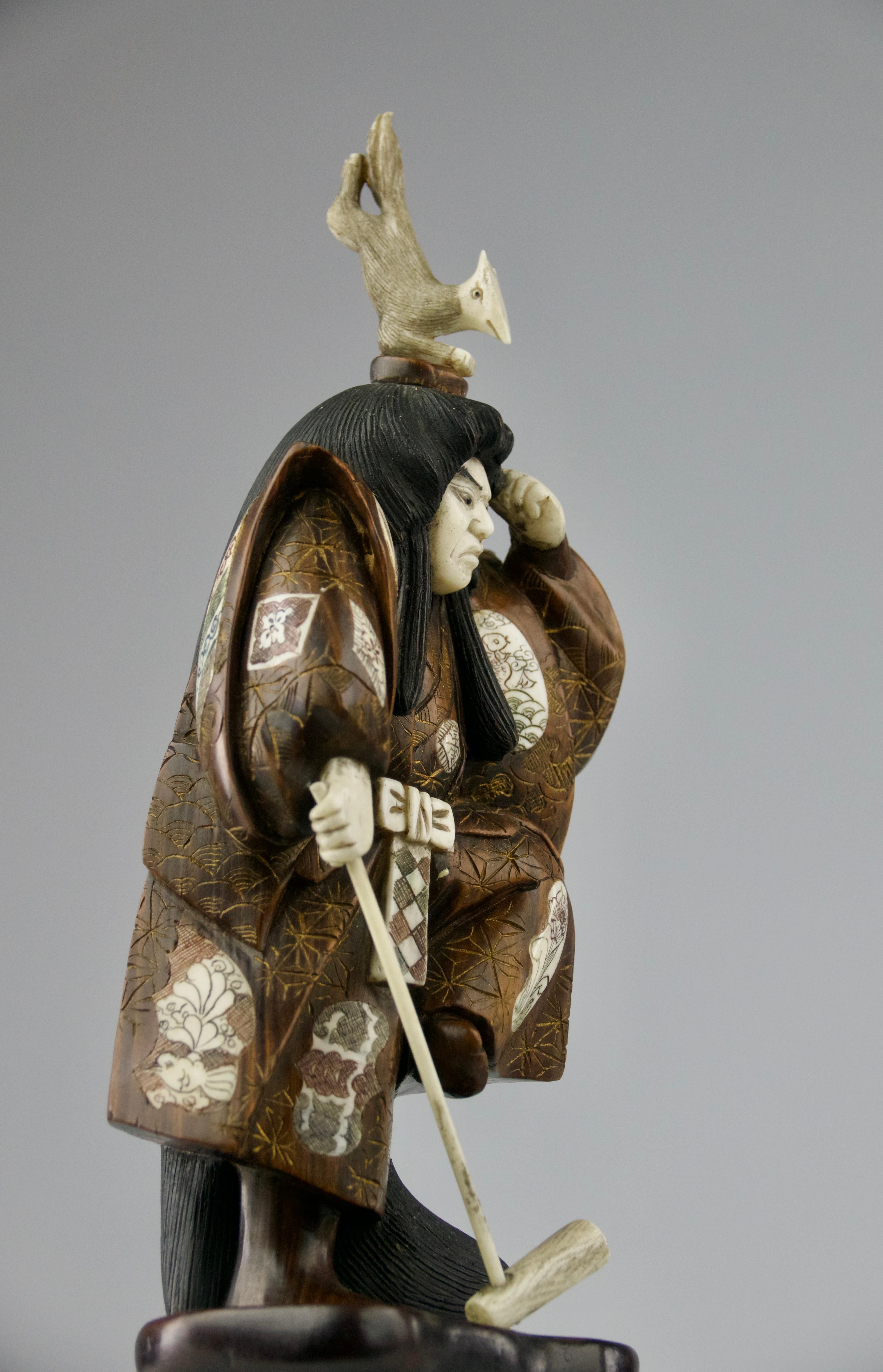 Nô Theatre Dancers, 19th Century Meiji Period Japanese Okimono Sculpture For Sale 3