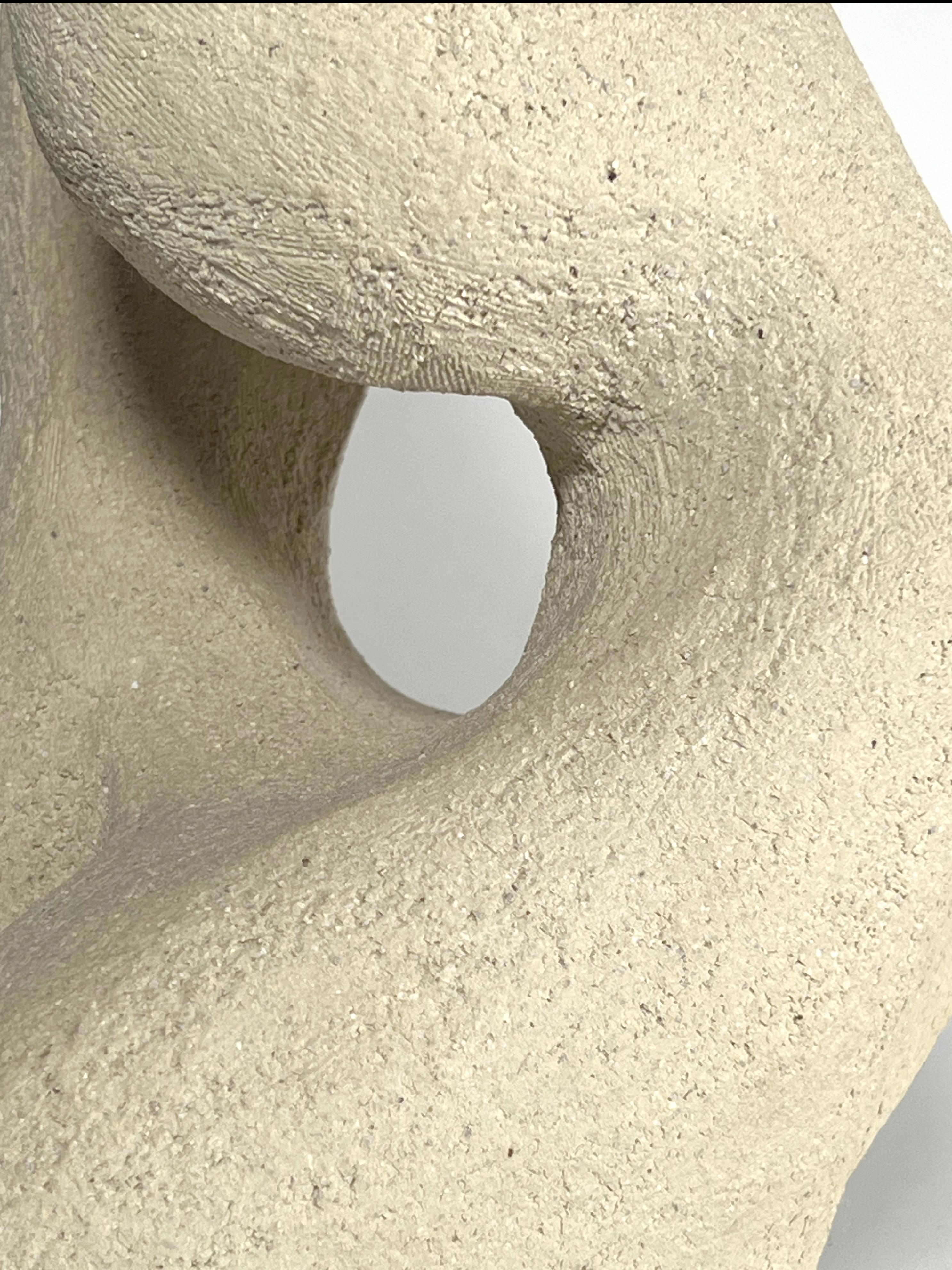 American No.000341 Handcrafted Organic Modern Textured White Ceramic Vessel- Lost Quarry For Sale