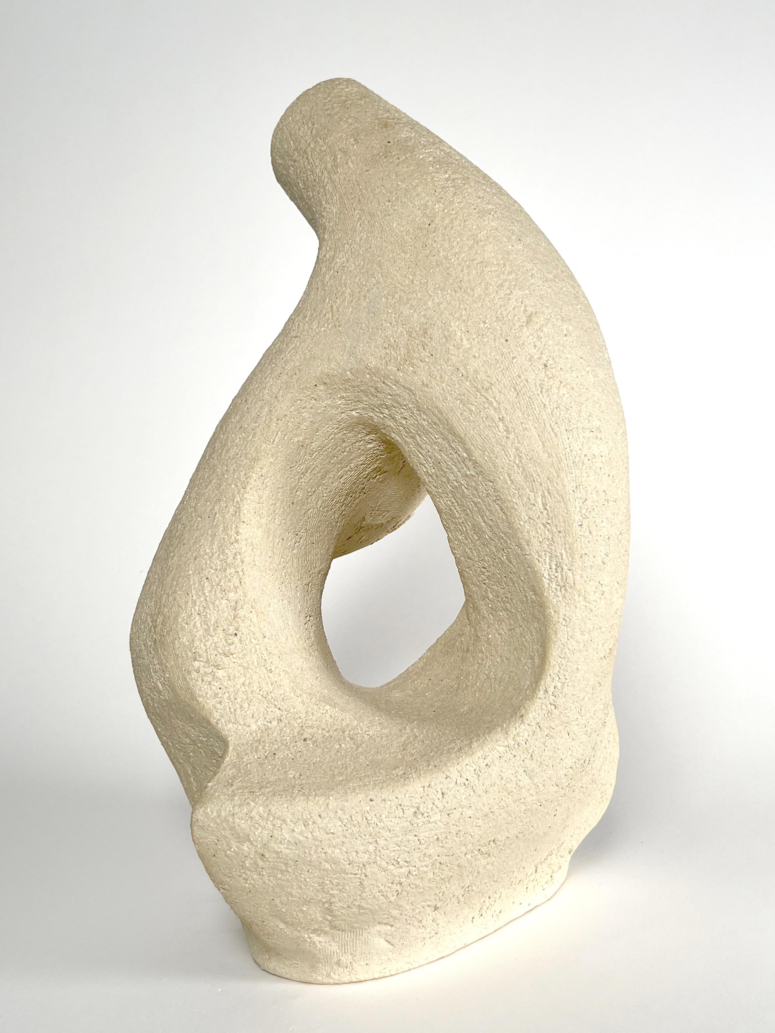 Contemporary No.000341 Handcrafted Organic Modern Textured White Ceramic Vessel- Lost Quarry For Sale